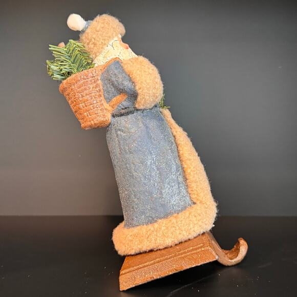 Vintage Santa Stocking Hanger w/ Crackled Aged Finish and Faux Fur Accents, 8”H - Picture 7 of 7